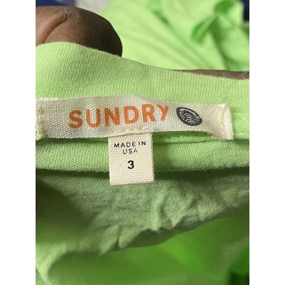 Sundry Women's Neon Green Long Sleeve Tee‎ SZ 3/L - Picture 5 of 8